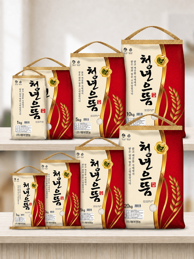 온라인몰 청년으뜸 쌀 포장 이미지